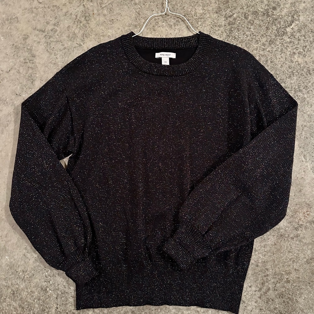Nine West, Pullover sweater, black with metallic thread